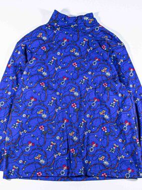 Vintage Hunt Club Horse Saddle AOP Turtleneck Womens Large Made in USA 90s